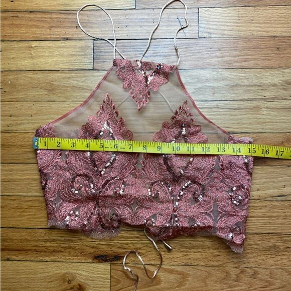 Glamaker Rose Gold Mesh Halter Top Size M - Picture 5 of 8